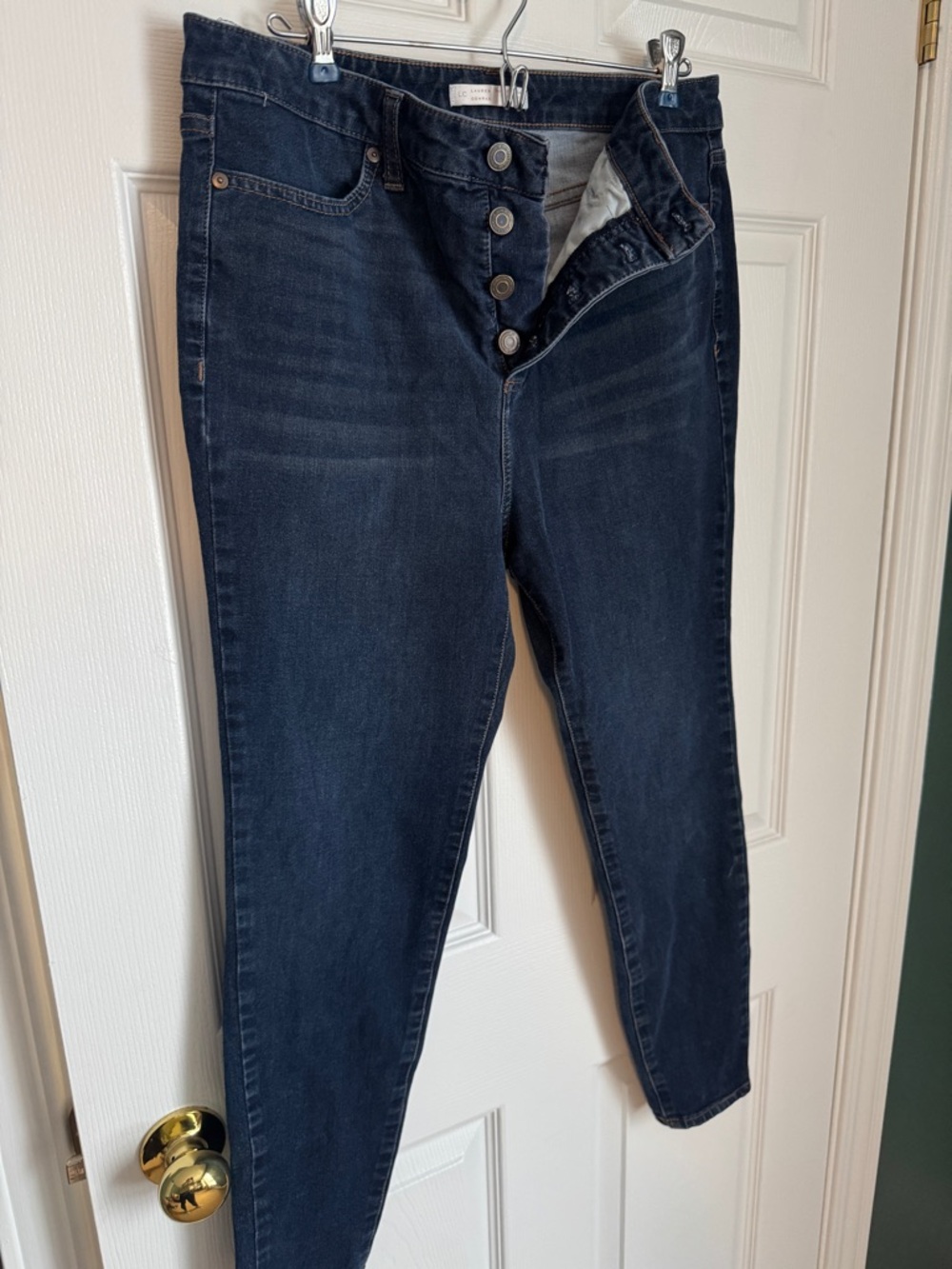 LC Lauren Conrad High-Rise Button Fly Skinny Jeans – Dark Wash – Size 12